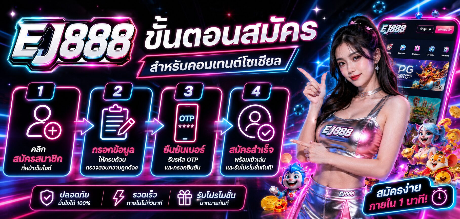 ขั้นตอนสมัคร EJ888